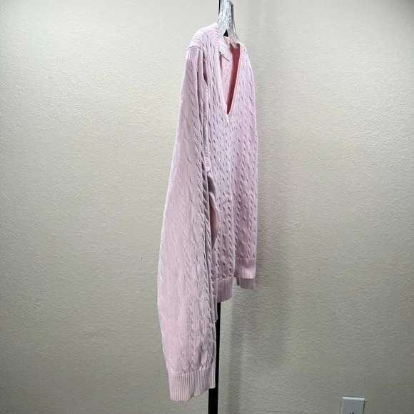 Vintage Pink Cable Knit Sweater 90s Charter Club Knitted V Neck Blouse Crewneck - Picture 4 of 17
